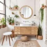 Barnyard Designs Rattan Bathroom Mirror – Rustic Farmhouse Style Handmade Wicker Rattan Frame - Boho Mirror for Nursery Wall Décor (25.5", Round) - Image 3