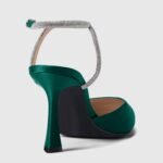 Coutgo Women Rhinestone Heels Kitten High Satin Pumps Pointed Toe Sparkly Sexy Wedding Dress Shoes - Image 5