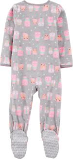 Simple Joys by Carter's girls Loose-Fit Flame Resistant Fleece Footed Pajamas - Image 3