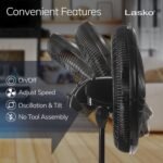 Lasko Pedestal Fan, Oscillating Fan for Bedroom with Adjustable Height and 3 Cooling Speeds, Portable, 18", Black, 1827 - Image 4