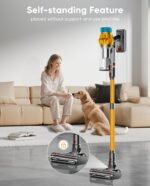 Cordless Vacuum Cleaner, 650W/55KPA, 70 Mins Runtime Self-Standing Stick Vacuum, Vacuum Cleaners for Home with Anti-Tangle Brush, Smart Display, 1.8L Cup Vacuum for Pet Hair/Carpet/Floor (Gold) - Image 5