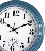 JENLYSTIME 12 Inch Indoor/Outdoor Retro Waterproof Wall Clock with Thermometer Silent Round Quartz Battery Operated Easy to Read Decorative for Kitchen Patio,Bathroom,Deck,Porch,Pool(Blue) - Image 3