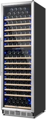 200 Bottle Dual Zone Wine Fridge - 24 Inch Large Wine Cooler Refrigerator, Freestanding and Built-in Design, Upgraded Compressor Cooling, Intelligent Temperature Memory - Image 2
