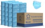 2,000pcs Disposable Face Masks- 3 Ply Breathable Mask For Adults - Blue (40 Packs of 50) - Image 2