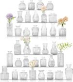 36Pcs Bud Vases Set Small Vintage Glass Bottles Clear Bud Vases in Bulk Multiple Shape Cute Glass Vases for Rustic Wedding Centerpieces Table Decorations and Home Decor(Clear) - Image 2