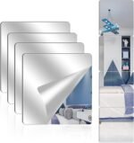 4 Pack Acrylic Mirrors for Wall,8 x 8 Inch Self Adhesive Frameless Small Mirror Tiles, Flexible Plastic Mirror Sheets for Bedroom Home Gym Door (8 * 8 inch) - Image 2