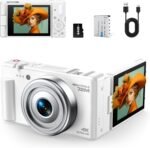 4K Digital Camera for Photography, 72MP Vlogging Camera for YouTube, Autofocus Digital Cameras with 270° Flip Screen, 18X Digital Zoom Point and Shoot Cameras with 64GB TF Card & Battery, Carry Bag - Image 2