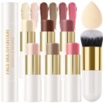 6 Colors Cream Contour Stick Makeup Kit, Shades with Highlighter Stick, Blush Stick and Double-End Bronzer Stick for Sculpt the Cheeks, Waterproof,Dewy & Matte Finish for Beginners (6 COLORS SET A) - Image 2