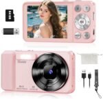 64MP 4K Digital Camera, Hoestr 18X Zoom Autofocus Point and Shoot Compact Camera with 64GB TF Card, Flash, 2.8" LCD Screen for Teens Gifts Adult Beginner Travel Photography Vlogging (Pink) - Image 2
