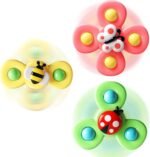 ALASOU 3PCS Suction Cup Spinner Toys for 1 Year Old Boy Girl|Spinning Top Infant Sensory Toys for Toddlers|1 2 Year Old Boy Christmas Birthday Gift|Baby Bath Toy Stocking Stuffers for Kids Ages 1-3 - Image 2