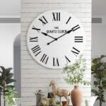 ARTPOWER Large Farmhouse Wall Clock, 35.5” Shiplap Wall Clock with Roman Numeral, Nearly Non-Ticking, Round Wall Clocks for Living Room Decor, Office, Bedroom, Entrance, White - Image 2