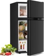 Antarctic Star Compact Refrigerator with Freezer,2 Door Mini Fridge,Adjustable Shelf,Small Fridge for Bedroom Office Dorm Kitchen,3.2 Cu.Ft.BLACK - Image 2
