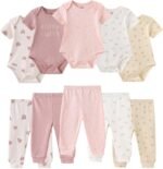 Baby Bodysuit and Pant Set 10-pcs Cotton Soft Newborn Boy Girl Clothes Outfits - Image 2