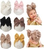 Baby Girls Hair Bow Turban Hat 6PCS Set, Top Bowknot Head Wrap Beanie India Caps for Infant Toddlers - Image 2
