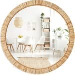 Barnyard Designs Rattan Bathroom Mirror – Rustic Farmhouse Style Handmade Wicker Rattan Frame - Boho Mirror for Nursery Wall Décor (25.5", Round) - Image 2