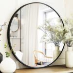 Black Round Mirror, Round Mirror 24 inch, Black Circle Mirrors Metal Frame, Wall Mounted Mirrors for Living Room, Bathroom, Wall, Entryway, Rustic. - Image 2