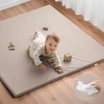 Blissful Diary Vegan Leather Baby Play Mat, 50x50 Thicken Foam Cushioned & Waterproof Playpen Mat for Infants and Toddlers, Stylish and Just Wipe-Clean Playmat for Baby Play on Floor, Taupe - Image 2