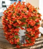 Bougainvillea Artificial Flowers Plants for Outdoors Outside Fall Autumn Decor, 2 pcs Faux Silk Long Trailing Vines UV Resistant Look Real Orange Fake Flowers for Front Door Porch Planter Urn Patio - Image 2