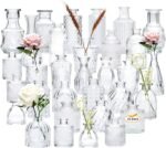 Brajttt Set of 32 Bud Vases for Flowers, Small Vintage Glass Bottles for Rustic Wedding Centerpieces and Home Decor - Image 2