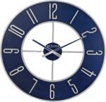 Bulova Blue Steel Oversize Wall Clock |Model C4809, 27" Diameter | Sleek Silver and Blue Finish | Contemporary Design | Battery Operated - Image 2