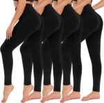 CAMPSNAIL 4 Pack Leggings for Women - High Waisted Tummy Control Yoga Pants for Workout Gym Black Leggings Plus Size Dance - Image 2