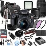 Canon EOS Rebel T7 DSLR Camera|2 Lens Kit with EF18-55mm + EF 75-300mm Lens + 64Gb Memory, LED Video Light, Case, Tripod, Filters, Grip & More(32pc Bundle) (Renewed) - Image 2