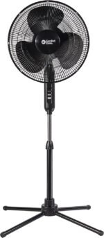 Comfort Zone Electric Oscillating Pedestal Fan, Stand Fan, 16 inch, 3 Speed, 90 Degree Oscillating Head, Adjustable Height and Tilt, Airflow 7.48 ft/sec, Ideal for Home, Bedroom & Office, CZST161BTEBK - Image 2