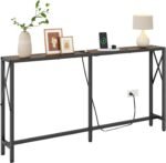 Console Table with Oulets and USB Ports, 55.1" Sofa Table Behind Couch, Industrial Long Skinny Stand for Hallway, Living Room, Bedroom, 6.5 Feet Power Cord, Rustic Brown - Image 2