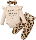 DISAUR Baby Girls Clothes Newborn Infant Baby Girls Outfit Long Sleeve Ruffle Romper Floral Pants Headband Sets 0-18 Months - Image 2