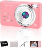 Digital Camera 4K 64MP 18X Zoom Compact Vlogging Camera with 2.8 inch Screen, 64GB microSD Card 1500mAh Battery HD Digital Video Camera for Boys, Girls, Teens, and Beginners(4K Camera Pink) - Image 2