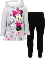 Disney Minnie Mouse Fleece Pullover Crossover Hoodie and Leggings Outfit Set Infant to Big Kid Sizes (12 Months - 14-16) - Image 2