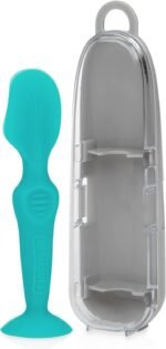 Dr. Talbot's Diaper Cream Brush for Babies - Diaper Rash Cream Applicator with Suction Base and Hygienic Case - Mini Size - Aqua Blue - Image 2