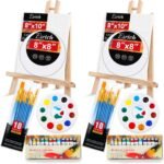 ESRICH Acrylic Paint Canvas Set,52 Piece Professional Painting Supplies Kit with 2 Wood Easel,2 * 12Colors,2 * 10 Brushes,Circular Canvas Etc,Premium Paint Kit for Kids,Students, Artists and Beginner - Image 2