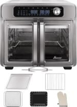 Extra Large French Door Air Fryer Toaster Oven Combo, 24 Cooking Functions and Digital Controls, 6 Accessories Included, Stainless Steel Finish, 26QT Capacity, Fits 12" Pizza, Rotisserie 6lb Chicken - Image 2
