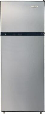 Frigidaire, 2 Door Apartment Size Refrigerator with Freezer, 7.5 cu ft, Adjustable Spill-Proof Shelves, Door & Crisper Bins, Platinum Silver, Garage Ready - Image 2