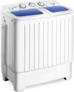 Giantex Portable Mini Compact Twin Tub Washing Machine 20lbs Washer Spain Spinner Portable Washing Machine, Blue+ White - Image 2
