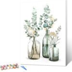 Ginkko Paint by Numbers Kit for Adults Beginner & Kids Ages 8-12 with Wooden Frame Easy Acrylic on Canvas 9x12 inch with Paints and Brushes, Bottle Flower(Include Framed) - Image 2