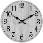 HYLANDA Wall Clock, Rustic Wall Clocks Battery Operated Silent Non Ticking, Country Round Wooden Clocks Farmhous Wall Decorative for Kitchen, Bathroom, Living Room (Gray 8 Inch) - Image 2