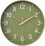 HZDHCLH Wall Clocks Battery Operated,Wall Clock Green Gold,8 inch Wall Clock Silent Non Ticking Modern 3D Numbers for Kitchen Bedroom Living Room Office Classroom Decor - Image 2