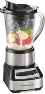 Hamilton Beach Wave Crusher Blender For Smoothies With 40 Oz Glass Jar and 14 Functions, Ice Sabre Blades & 700 Watts for Consistently Smooth Results, Black + Stainless Steel (54221) - Image 2
