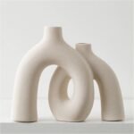 Hug Donut Decorative Vase Set - Modern Nordic Boho Style Vases Home Decor, Matte Ceramic Decorations for Living Room Shelf, Bookshelf Mantle Entryway Table or Console Décor (Cream White) - Image 2