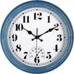 JENLYSTIME 12 Inch Indoor/Outdoor Retro Waterproof Wall Clock with Thermometer Silent Round Quartz Battery Operated Easy to Read Decorative for Kitchen Patio,Bathroom,Deck,Porch,Pool(Blue) - Image 2
