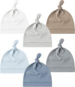 Konssy 6 Pack Baby Newborn Hats Set Knot Beanie Hats Soft for Infant Baby Girls Boys Caps 0-6 Months - Image 2