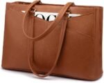 LOVEVOOK Laptop Tote Bag for Women,15.6 Inch Waterproof Computer Bags Women Business Office Work Bag Briefcase, Brown - Image 2