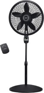 Lasko Oscillating Cyclone Pedestal Fan, Adjustable Height, Timer, Remote Control, 3 Speeds, for Bedroom, Living Room, Home Office, 18", Black, 1843 - Image 2