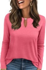 Long Sleeve Shirts for Women Crew Neck Women Long Sleeve Tops Casual Fall Tops Trendy Cute T Shirts Outfits Clothes - Image 2