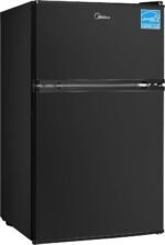 Midea WHD-113FB1 Double Door Mini Fridge with Freezer for Bedroom Office or Dorm with Adjustable Remove Glass Shelves Compact Refrigerator, 3.1 cu ft, Black - Image 2