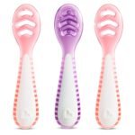 Munchkin® Gentle Dip™ Baby Spoons for Self Feeding and Baby Led Weaning, 3 Pack, Pink/Purple - Image 2
