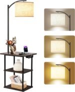 PESRAE Floor Lamp with Table, End Tables with Charging Station(USB & Type-C & AC Port), 3 Color Temperatures 9W LED Bulb, Modern Shelves Side Table for Bedroom, Living Room - Image 2