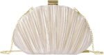 QWINEE Women's Shell Shaped Clutch Purse Ruched Mini Crossbody Bag Elegant Evening Handbag with Chain Strap - Image 2